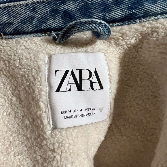 Zara Denim Jacket with faux shearling lining - Picture 8 of 10